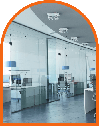 Orange border Commercial office glass wall